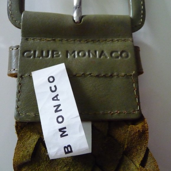CLUB MONACO TWO WIDE BRAIDED GENUINE LEATHER/MOSS GREEN TAN/ BELTS SIZE … main image 6